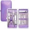 Glamne Manicure Pedicure Set Tools Professional Stainless Steel Nail Care Kits with Holographic Travel Case(Purple)