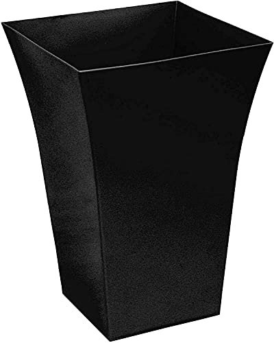 Cheerful Bargains Maceta grande Milano alta acampanada negra de plástico, maceta cuadrada de plástico para jardín, acabado brillante, para interiores y exteriores (paquete de 1)