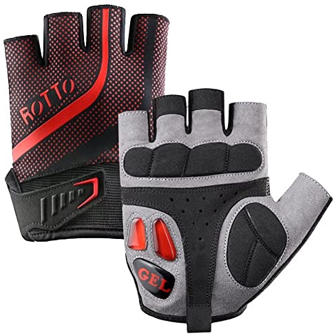 ROTTO Guantes Ciclismo Guantes MTB Medio Dedo para Mujer Hombre con Gel y SBR Acolchado
