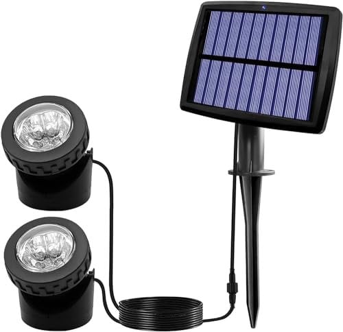 Outdoor Solar Teich Lichter, Garten Solar Teich Strahler Wasserdicht Unterwasser Licht Einstellbare Beleuchtung Engel Solar Sicherheitslicht für Outdoor Garten Fisch Tank Pool (2 Lampe)