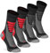 XTREME SOCKSWEAR Herren & Damen Wandersocken Trekking Outdoor Sport Funktionssocken Atmungsaktiv Frottesohle Gepolstert (4 Paar) Schwarz-Grau 42-45