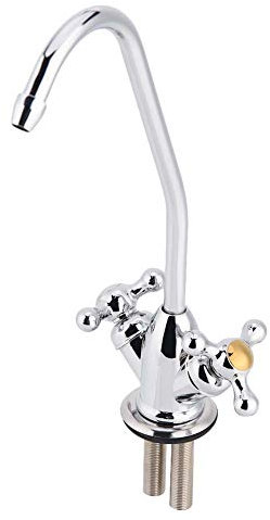Omabeta Küchenarmatur 1/4 '' High Arc Gebürstete Zinklegierung Küche Doppelkopf Wasserhahn Wasserhahn Chrom Umkehrosmose Waschbecken Wasserhahn RO Trinkwasser Wasserhahn für Heimküche