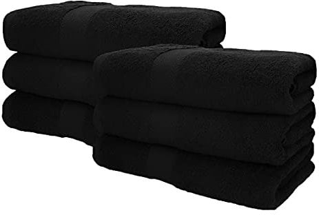 Betz 6 Stück Saunatücher XXL Badetuch Liegetuch Strandlaken Saunahandtuch Premium Frottee 100% Baumwolle Größe 70 x 200 cm Farbe schwarz