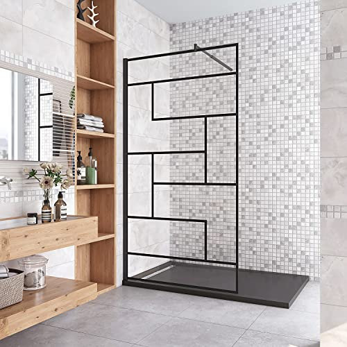Aica Sanitär 90x200cm Walk in Duschwand 8mm Glas Dusche Duschabtrennung Schwarz