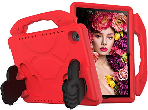 QYiiD Funda para Kindle Fire 7, Fire Tablet 7, compatible con niños, ligera, no tóxica, a prueba de golpes, con asa de atril para tablet Amazon Fire 7 (versión 2019/2015/2017), color rojo