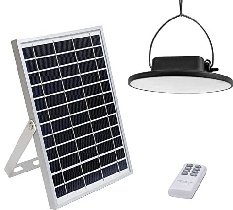 ELEDCO Lámpara Solar Colgante LED, Exterior, Interior, Luces Solares con Placa Solar, Batería, Mando a Distancia, IP65, Autonomía 8-15 Horas… (1 Lámpara, Luz Neutra 4000K)