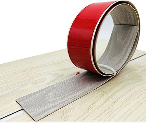 Striscia di transizione per pavimenti, laminato, in PVC, autoadesiva, 2 m, per porte, divisori piatti in laminato, profilo piatto, bordo, listello di giunzione, barra per porta, 5 cm, grigio chiaro