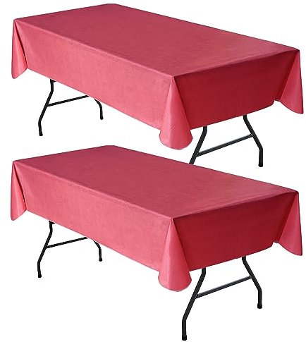 Nasitos Weihnachtstischdecke, rechteckig, 152,4 x 250,9 cm, Vinyl, wasserdicht, schmutzabweisend, Kunststoff-Tischdecke für Outdoor, Hochzeit, Festival, Camping, Picknick, Fiesta, Party, Rot, 2 Stück