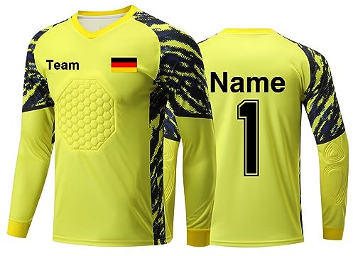 LAIFU Benutzerdefiniert Torwart Trikots für Erwachsene/Kinder Personalisiertes Torwarttrikot Set mit Name Team Logo