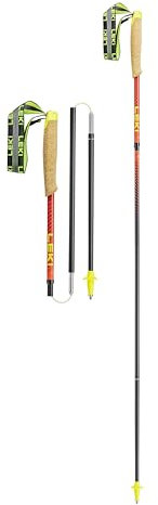 LEKI Neotrail Pro FX.One Superlite Carbon Faltbare Leichte Trekkingstöcke für Wandern & Trail Running - Naturalcarbon-Brightred-Rubyred - 125cm