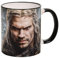 Elbenwald Witcher Tasse avec Motif de Geralt de Riv et Logo du Loup 320 ml Céramique Gris