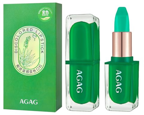 Farbwechselnder Lippenstift mit Aloe Vera,Magischer Temperatur Farbwechsel Aloe Vera Lippenstift,Lang anhaltender nahrhafter beruhigender Lippenbalsam,Aloe-Vera-Essenz extrahieren-1Stück