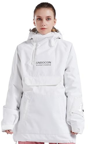 Bluemagic SkiJacken Skianzüge Schneeanzüge für Damen, Outdoorjacke Softshelljacken Outdoor Funktionsjacke, Winddicht Warm und Atmungsaktiv(Weiß,XL)