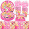 MIFKLMV Pink Princess Party Decoration Kit, 61 Pcs, Plates, Cups, Napkins, Tablecloths, Table Decorations, Princess Theme, Birthday Occasion