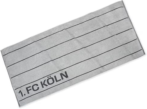 1. FC Köln Duschtuch - Nadelstreifen - grau Badetuch 70 x 140 cm Handtuch - Plus Aufkleber Wir lieben Fußball