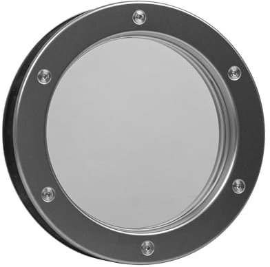 MLS Ojo de Buey B4000 AN, de Aluminio Robusto, Vidrio de Seguridad VSG, para Puertas de 40 mm de Espesor, Tornillos de Fijación Visibles en Ambos Lados, Aluminio Natural, Ø 400 mm, Vidrio Transparente