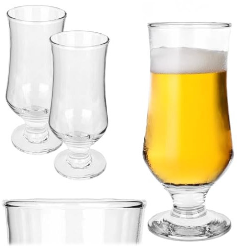 KADAX Lot de 2 verres à bière, 360 ml, en verre, verres à eau, à jus avec pied, verres pour eau et bière, verres à cocktail, verres à boisson (modèle 1)