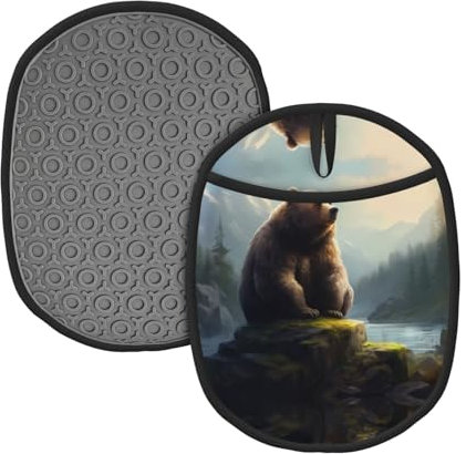 Tapis d'isolation motif ours terne, tapis de casserole anti-brûlure, adapté pour les tables à manger/fours/barbecue camping