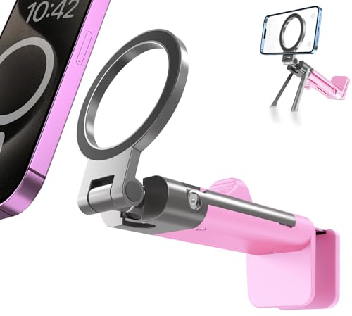SOGUE Valentine's Day Gift for Her Airplane Phone Holder Travel Essentials for Women,Magnetic Phone Holder for MagSafe,N55 Strong Magnet,360°Swivel Portable Cruise Airplane Gadgets for iPhone 17 Pink