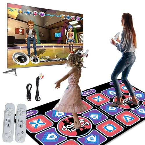 Tanzmatte für Kinder, doppelte Tanzmatte für TV, elektronisch mit kabellosem Controller, rutschfest, doppelte rutschfeste Musikmatte für Erwachsene und Kindermusikteppich 3 4 5 6 7 8 9 10+