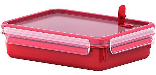Emsa - 517776 - Boîte à Micro-ondes- Lunchbox- 1,2 Litre- Rouge/Transparent- Clip & Micro