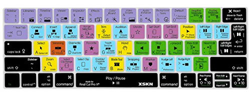 XSKN Final Cut Pro X 10 Englische Shortcut-Tastaturabdeckung für Touch-Bar-Modelle MacBook Pro 13 Zoll (A1706 A1989) und MacBook Pro 15 Zoll (A1707 A1990) US- und EU-Versionen