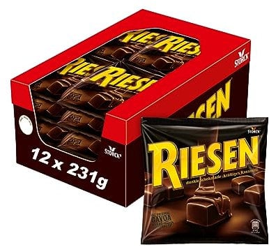 RIESEN – 12 x 231g – Bonbons mit Schokokaramell in kräftiger, dunkler Schokolade