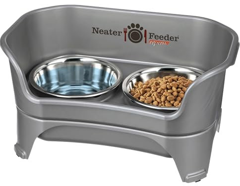Neater Feeder Neater Pet Brands Express Gamelles surélevées pour Chien avec Support en Acier Inoxydable pour Nourriture et Eau Gris Acier Inoxydable