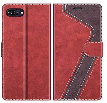MOBESV Coque pour ASUS Zenfone 4 Max ZC520KL, Housse en Cuir Magnétique Fonction Stand Étui pour ASUS Zenfone 4 Max ZC520KL, Rouge