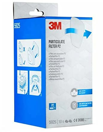 3M Filtro Antiparticolato P2 5925 per le Serie 6000 E 6500, 10PR/PK