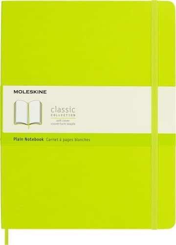 Moleskine - Klassisches Notizbuch, Weißseiten-Notizbuch mit weicher Abdeckung und elastischem Verschluss, XL-Format 19 x 25 cm, Limettengrün, 192 Seiten