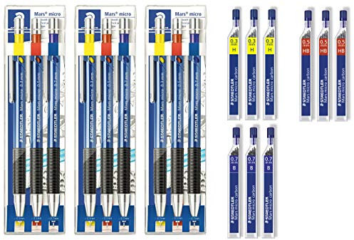 Staedtler 775SCWP3 - Marsmicro 0,3-0,7 3er Set farbig (3, inkl. Minen 03 H?05 HB?07B)