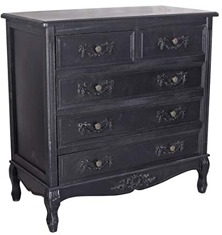 Antik Kommode Wäschekommode Vintage Schrank Schubladen Schwarz hmd325 Palazzo Exklusiv