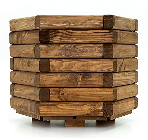 Holzfee Pflanzkasten Akzent 6K D 50 x H 40 cm Kiefer Dunkel Holz Pflanzkübel 6-eckig