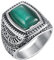 HIJONES Herren Jahrgang Einfach Quadrat Grün Stein Hochzeit Ring aus Edelstahl Königlich Schmuck Silber Größe 60