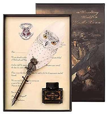 FREE WOLF Kalligraphie Set Kalligraphie Stifte Schreibfeder Tinte Set Antiken Feder Kalligraphie Stift Schreibfeder, Geschenkset Mit 1 Federn Und Tinte, Owl Dip Pen