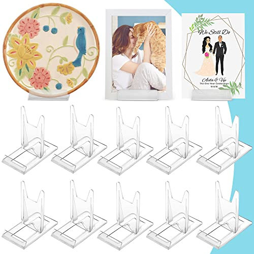 BUENTYA 10 PCS Support de Présentation Réglable Transparent Supports de Plaque Affichage en Plastique Chevalets Transparents Présentoir de Livre 11.5*11*6cm pour Menu, publicité, Assiette, Photo