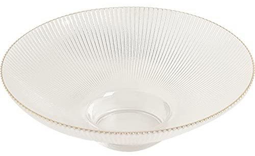 Kelendle Glasschale mit Fuß, runde WC-Schüssel, transparente Obstschale, dekorative Servierschale, Dessert-Display-Ständer, Snacks, Nüsse, Teller für Küche, Theke, Tischdekoration, goldfarben 24,4 cm