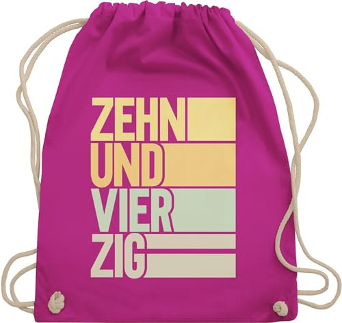 Turnbeutel Rucksack - 50. Geburtstag - Zehnundvierzig - Unisize - Fuchsia - geschenke für damen ab 50 50.geburtstag beutel zum 50er tasche geschenktasche (50) stoffbeutel geburtstagsgeschenk 50iger