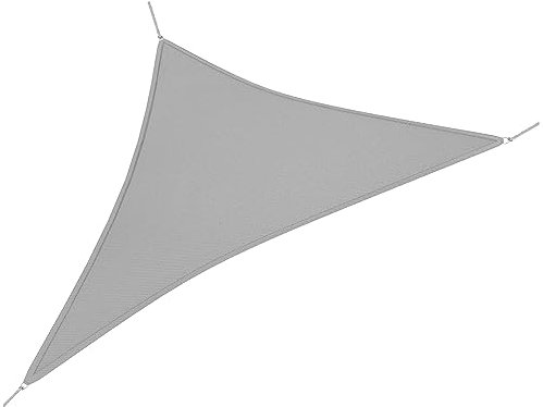 Outsunny 4x4x4m Triangle Sun Shade Sail, Outdoor UV Protection HDPE Canopy, Patio Deck Shelter with Steel Rings and Ropes, Grey
