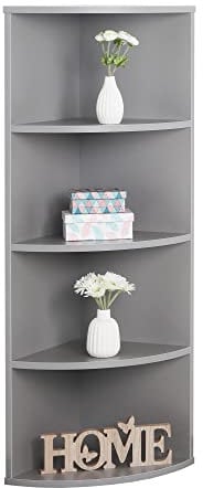 RICOO Eckregal Hängend 110 x 33 x 33 Grau, Spanplatte aus Holz, Hängereral WM058-PL, Regal Wand, Bücherregal Eck Wandregal Ecke Küchenregal Wandboard Eckwandregal Schweberegal