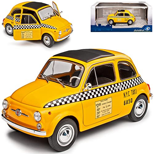 FIAT 500 L Nuova Urmodell Gelb Taxi NYC New York City 1957-1977 1/18 Solido Modell Auto mit individiuellem Wunschkennzeichen