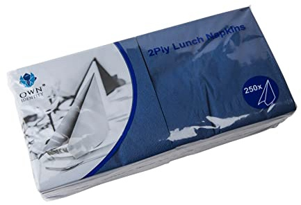 We Can Source It Ltd – Dark Blue 33cm 2-Ply Lunch Napkins – Absorbent Paper Napkins with 4-Fold Square Design – Ideal for Catering, and Events – Strong and Disposable 2000 Napkin (8 Pack)