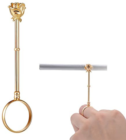 Brass Cigarette Ring, Cigarette Holder Ring Clip,Handmade Protective Holder for Smokers, Finger Holder Ring Smoking, Joint Holder,Cig Smoker Holder Ring Fit for Different Cigarette Sizes (Gold)