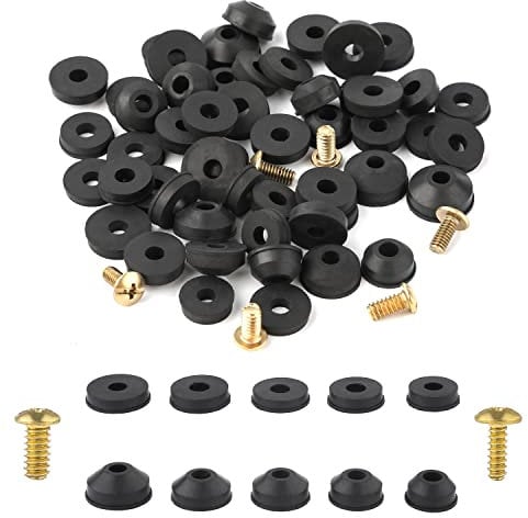 Juego de 58 Arandelas de Grifo - 28 Planas y 24 Biseladas Con 6 Tornillos de Latón - Juntas de Goma Para Reparación de Grifos en Baño y Cocina