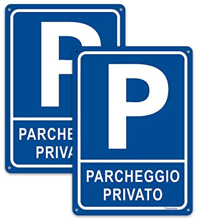 2pz Cartello parcheggio privato, 20x30cm Cartello Metallo Segno di Parcheggio Privato in alluminio con protezione UV