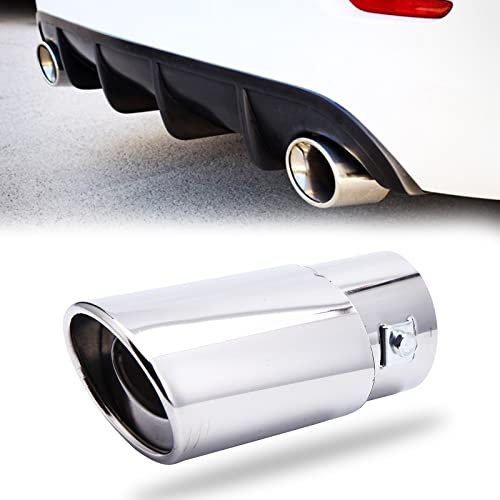 DREAMIZER Auto Auspuffspitzen Auspuffrohre, 1,5-2 (1,0L-2.0L) Universal Auto Auspuffrohr, Edelstahl Auspuff Endrohr,Bolzen im Design (Gerade-Chrom)