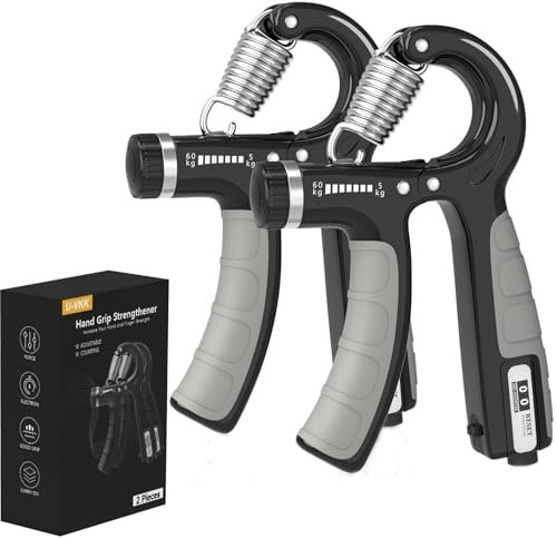 Handtrainer,2er-Set Handtrainer Unterarmtrainer,Verstellbarer Griff 5-60 kg,Hand Unterarm Trainingsgerät,Grip Griffkraft Trainer,Rutschfester Griff,Für Sportler und Wiederherstellung der Hand