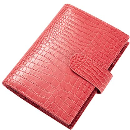 Smartfee Leder B6 Organizer Planner nachfüllbar mit Reißverschluss und großer Gesäßtasche,Leder mit Kroko-Print (Korallenrot)