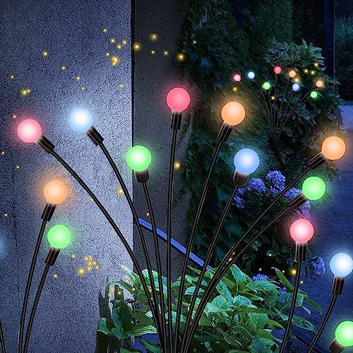 Nestling Lumiere Solaire Exterieur, 4PCS Lampes de Jardin 8 LED IP65 Étanche, Lumières Solaires Lucioles pour Passerelle, Balcon,Décoration de Fête, Multicolores